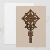 Hölzernes Handkreuz  Einladung (Vorne/Hinten)