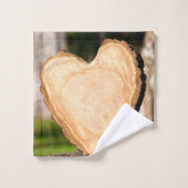hölzernes Herz Badhandtuch Set (Waschlappen)