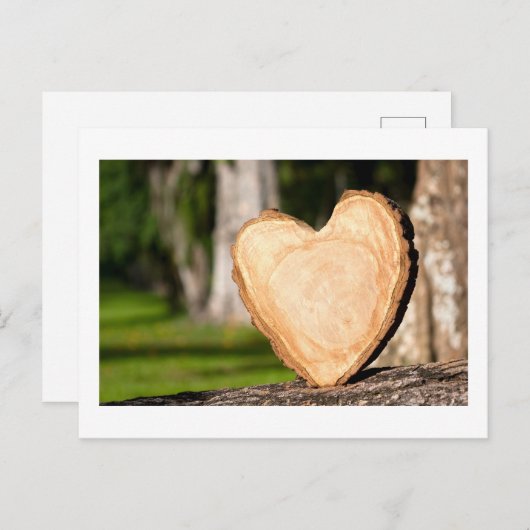 hölzernes Herz Feiertagspostkarte (Vorne/Hinten)
