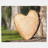 hölzernes Herz Fleecedecke (Vorderseite (Horizontal))