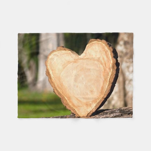 hölzernes Herz Fleecedecke (Vorderseite (Horizontal))