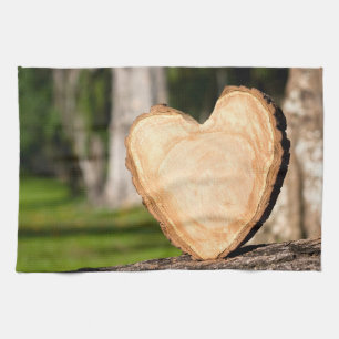 hölzernes Herz Geschirrtuch