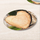 hölzernes Herz Runder Pappuntersetzer (Angewinkelt)