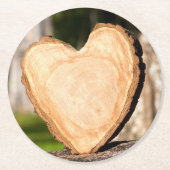 hölzernes Herz Runder Pappuntersetzer (Vorderseite)