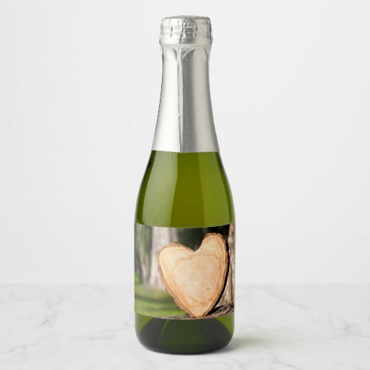 hölzernes Herz Schaumweinetikett (Vorderseite)