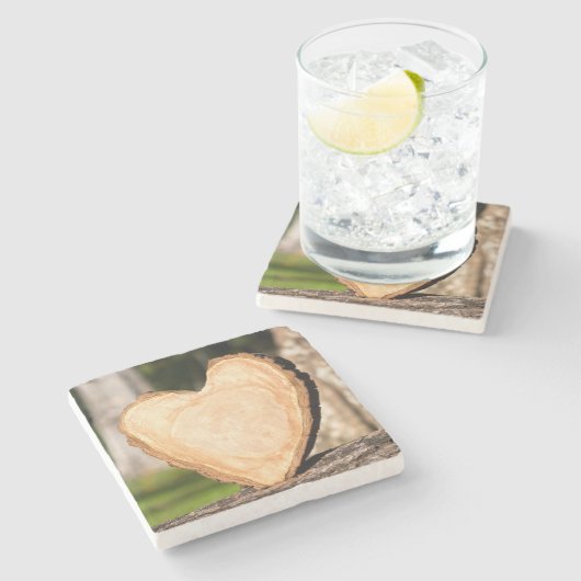 hölzernes Herz Steinuntersetzer (Seitenansicht)