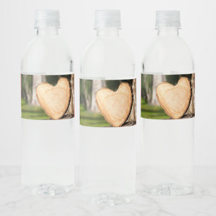hölzernes Herz Wasserflaschenetikett