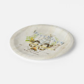 Hölzernes Jungen-Baby-Duschen-Igels-Abenteuer Pappteller (Schrägansicht)