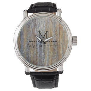Hölzernes Korn-Beschaffenheits-Monogramm #5 Armbanduhr