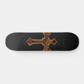 Hölzernes Kreuz auf dunklem Gewebe-Bild-Druck Skateboard (Horizontal)
