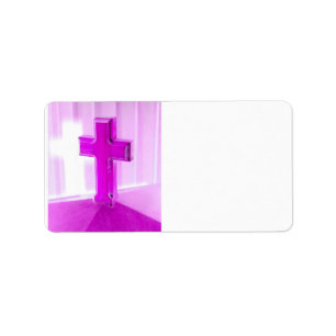 Hölzernes Kreuz, lila Version, Fotografiekirche Adressaufkleber