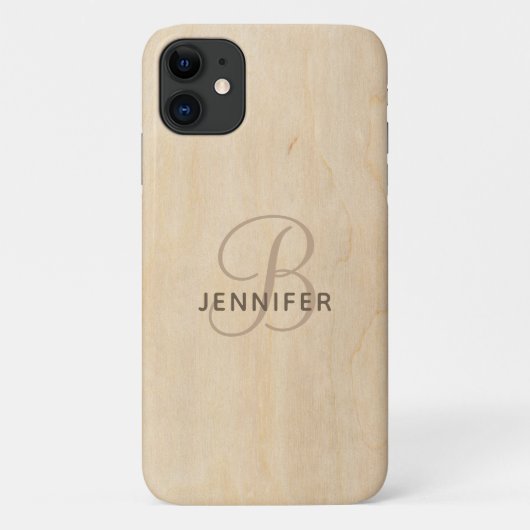 Hölzernes Monogramm Personalisierter Name Case-Mate iPhone Hülle (Rückseite)