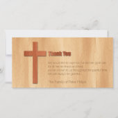 Hölzernes queres christliches Beileid danken Ihnen Dankeskarte (Vorderseite)