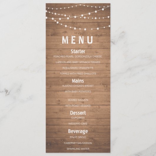 Hölzernes rustikales Menü der Korn- und Menükarte (Vorderseite)