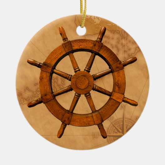 Hölzernes Schiffsruder Keramik Ornament (Vorne)