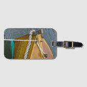 Hölzernes Segelboot im Wasser Gepäckanhänger (Vorderseite (Horizontal))