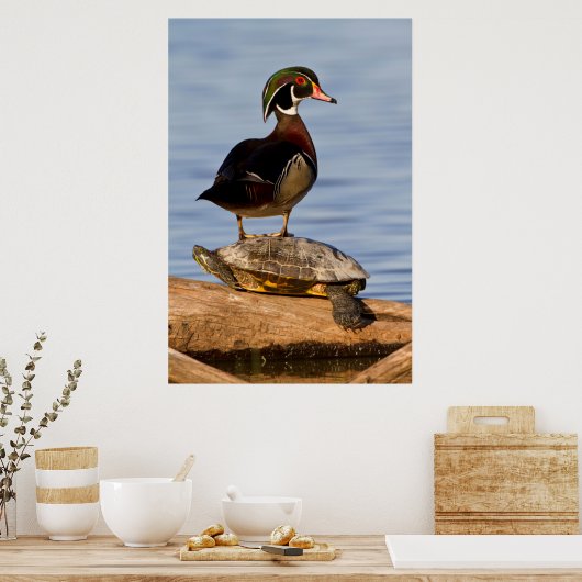 Hölzernmännchen stehend auf Red Oared Slider Poster (Küche)