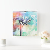 Holzes Kreuzpastel erschütterte Uhr (Zuhause)