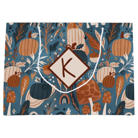 Holzfall Pumpkins Monogram Große Geschenktüte (Vorderseite)