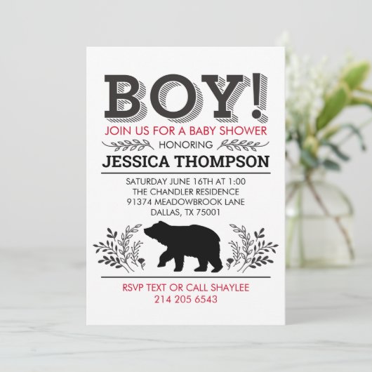 Holzfäller-Babyparty-Einladung Einladung (Stehend Vorderseite)