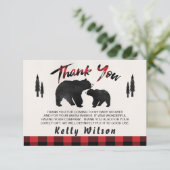 Holzfäller-Bärn-Babyparty danken Ihnen zu Dankeskarte (Stehend Vorderseite)