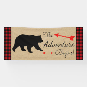 Holzfäller Büffel Karo Bär Junge Babyparty Banner