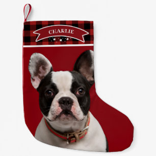Holzfäller Büffel Muster Individuelles Foto Hund Kleiner Weihnachtsstrumpf