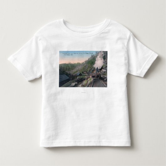 Holzfäller, die Klotz über Gulch durch Kabel Kleinkind T-shirt (Vorderseite)