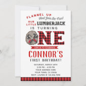 Holzfäller-erste Geburtstags-Einladung Einladung (Vorderseite)