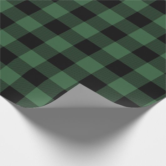 Holzfäller-Flanell-Grün-Büffel-karierte Geschenkpapier (Ecke)