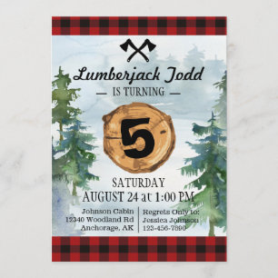 Holzfäller-hölzerner Stumpf-Waldwildnis-Geburtstag Einladung