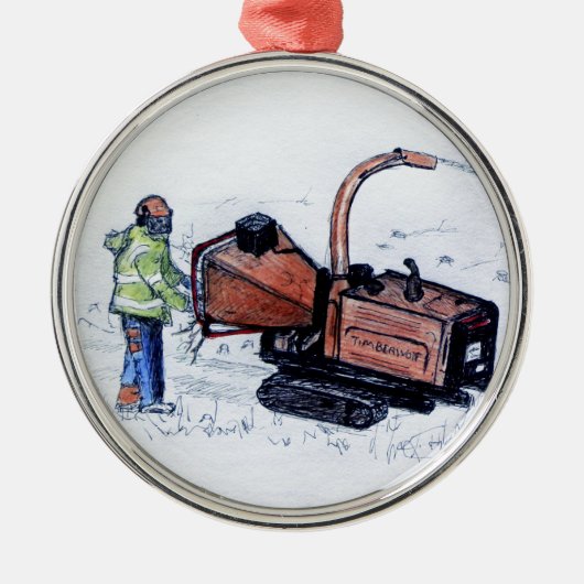 Holzfäller Ornament Aus Metall (Vorne)