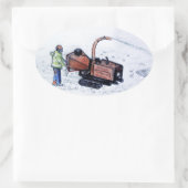 Holzfäller Ovaler Aufkleber (Tasche)