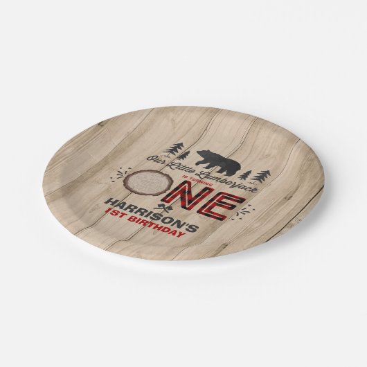 Holzfäller-Pappteller 7" Pappteller (Schrägansicht)