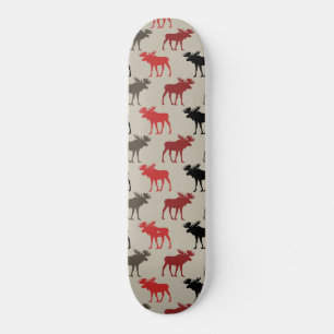 Holzfäller Rot Schwarz Grau Elch Silhouette Geweih Skateboard