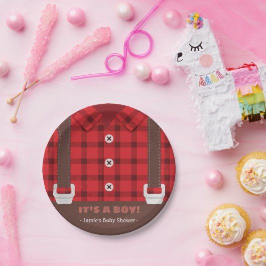 Holzfäller-roter Büffel-karierte Pappteller (Party)