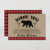 Holzfäller-Thema-Babyparty danken Ihnen zu Dankeskarte (Vorne/Hinten)