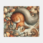 Holzfallfarbe Pilze Eichhörnchen Whimsikum Fleecedecke (Vorderseite (Horizontal))