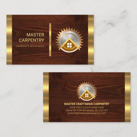 Holzfaser aus Gold Streifen Visitenkarte (Vorne/Hinten)