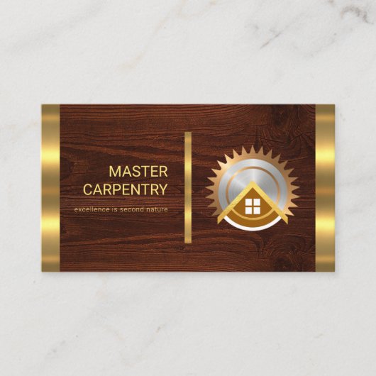 Holzfaser aus Gold Streifen Visitenkarte (Vorderseite)