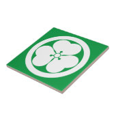 Holzfass in einer kreisförmigen Keramik Fliese (Seite)