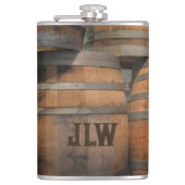 Holzfass Kegs Mit Monogramm fotografisch Flachmann (Vorderseite)