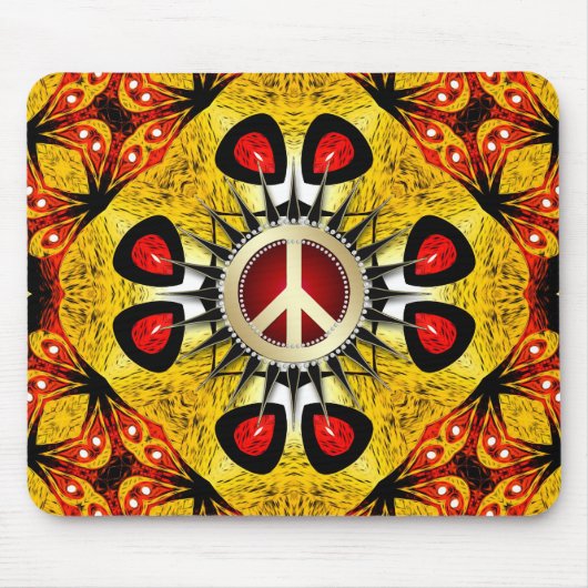 Holzfeather Geometric Art Peace Sign Mousepad (Vorne)