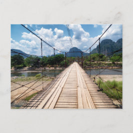 Holzfederbrücke über den Fluss, Vang Vieng Postkarte