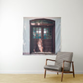 HOLZFENSTER AUF BLAUE KONKRETE WAND WANDTEPPICH (Beispiel)