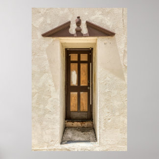 HOLZFENSTER AUF WEISSE KONKRETE WAND POSTER