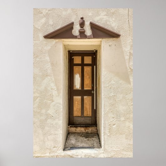 HOLZFENSTER AUF WEISSE KONKRETE WAND POSTER (Vorne)