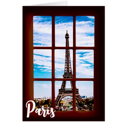 Holzfenster mit Blick auf den Eiffelturm, Paris (Vorne)