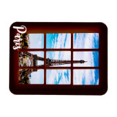 Holzfenster mit Blick auf den Eiffelturm, Paris Magnet (Horizontal)