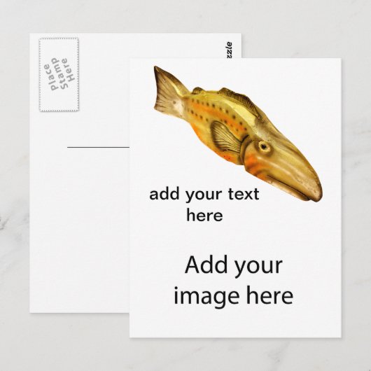 Holzfisch Postkarte (Vorne/Hinten)